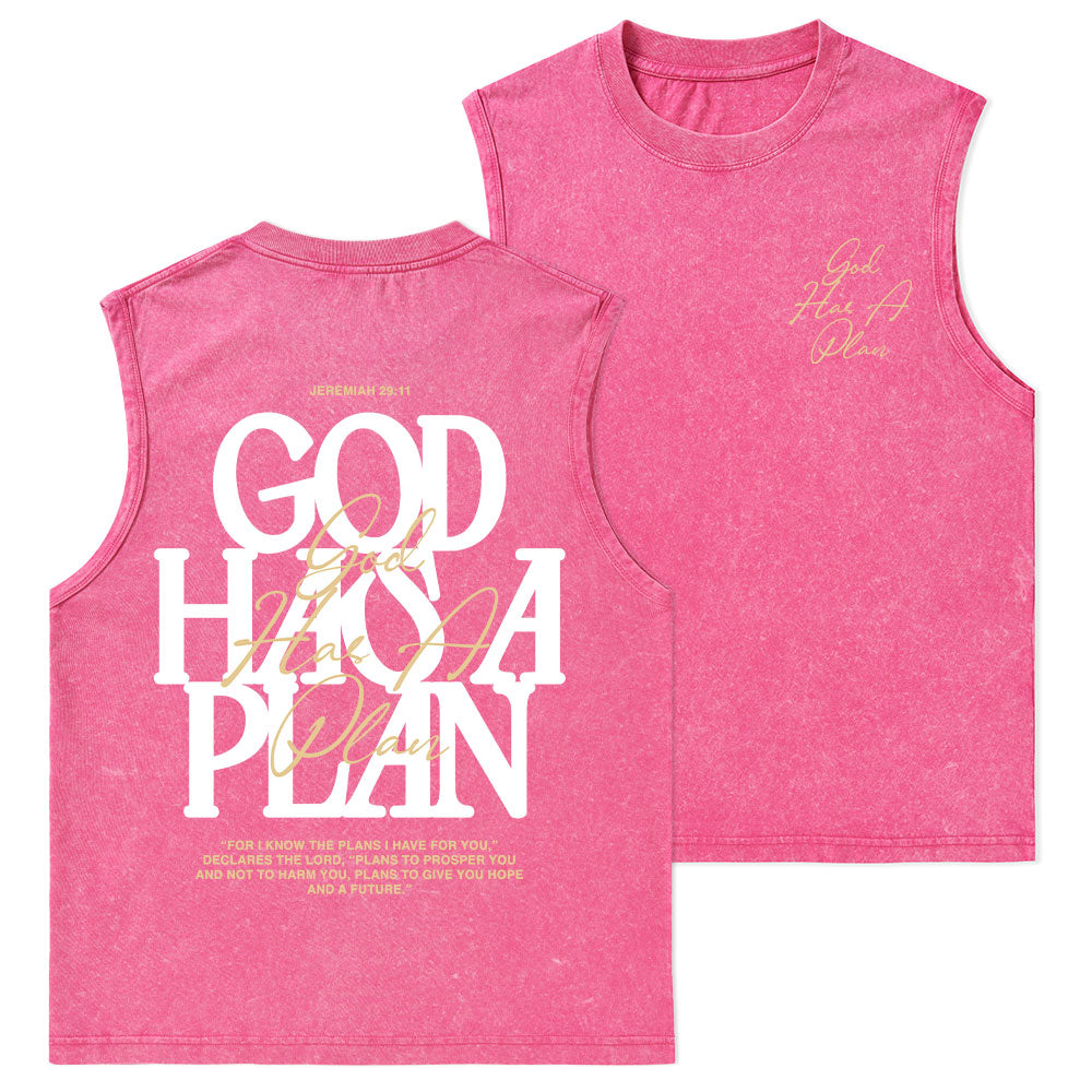 God Has A Plan Christian Washed Tank Top