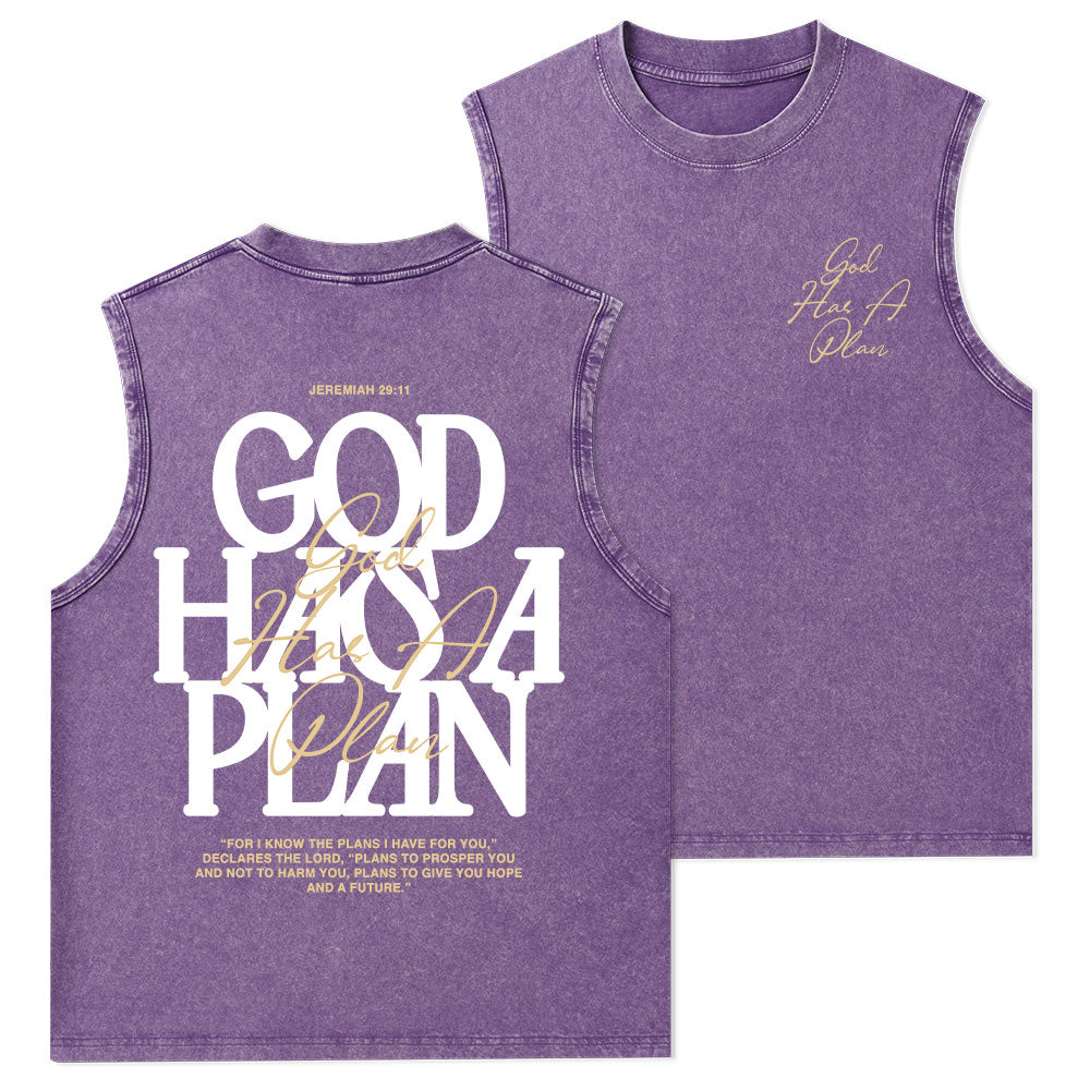 God Has A Plan Christian Washed Tank Top