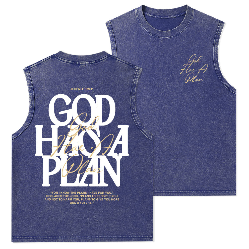 God Has A Plan Christian Washed Tank Top