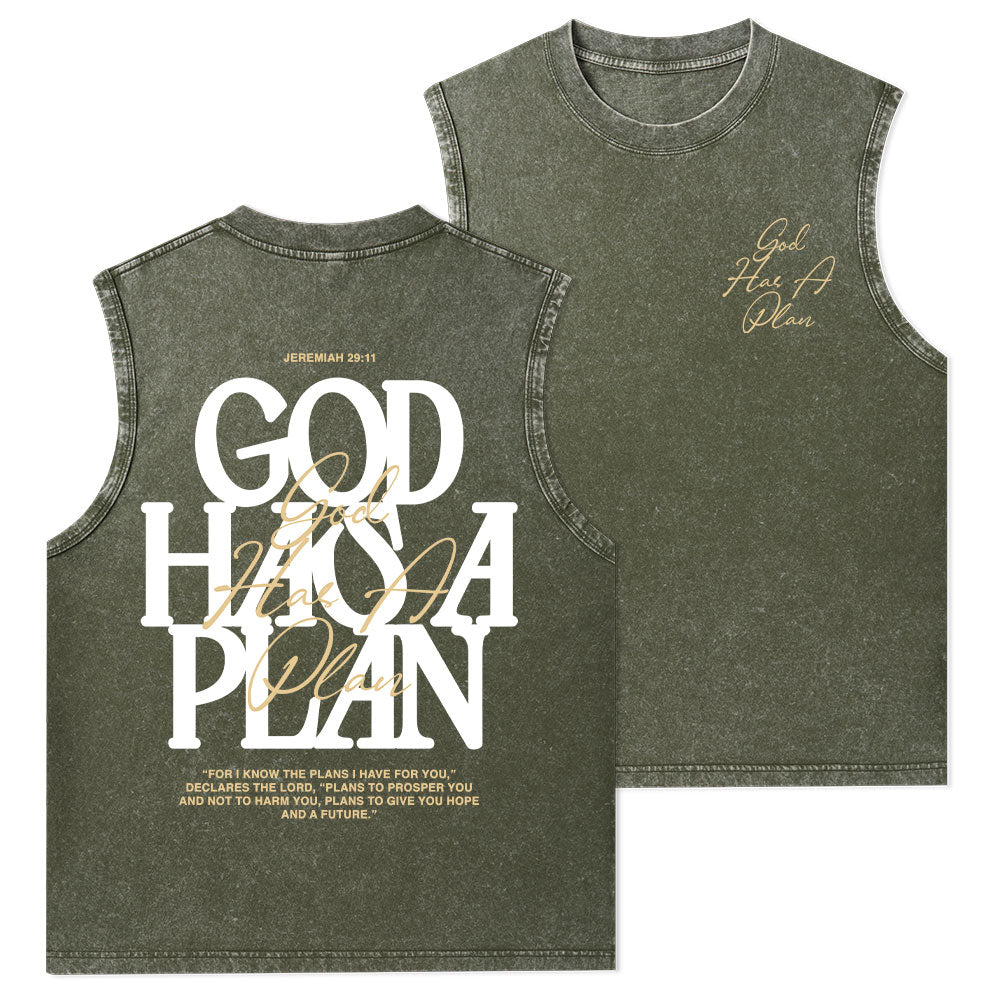 God Has A Plan Christian Washed Tank Top