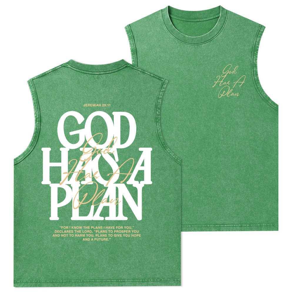 God Has A Plan Christian Washed Tank Top