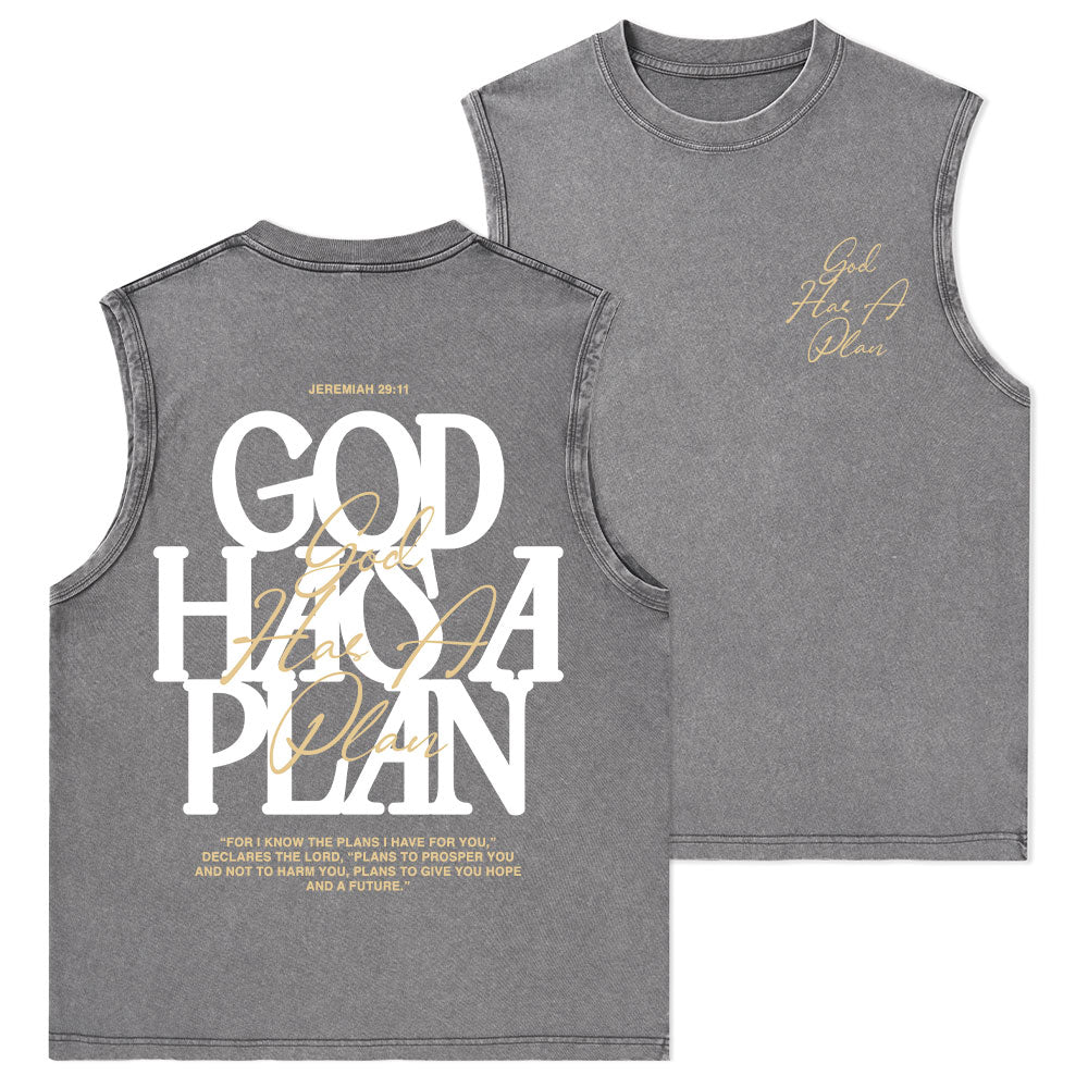 God Has A Plan Christian Washed Tank Top