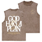God Has A Plan Christian Washed Tank Top
