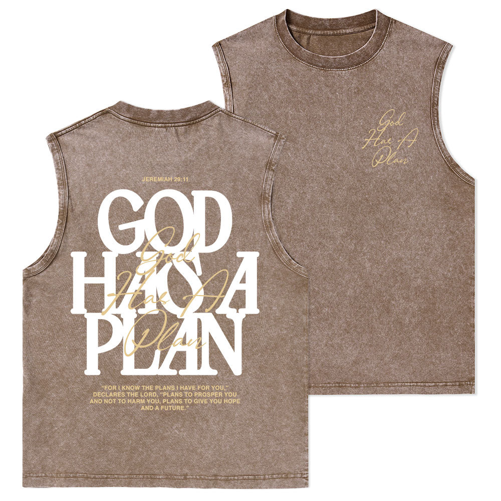 God Has A Plan Christian Washed Tank Top