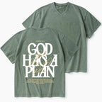 God Has A Plan Christian Washed V-Neck T-Shirt