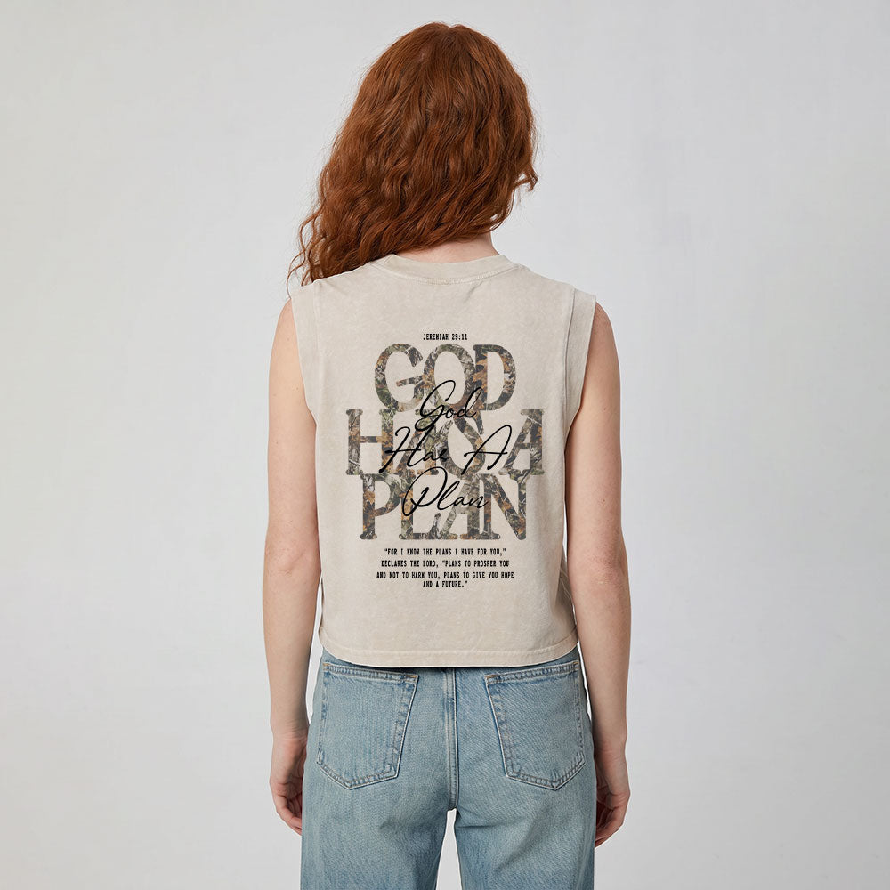 God Has A Plan Christian Women's Washed Tank Top