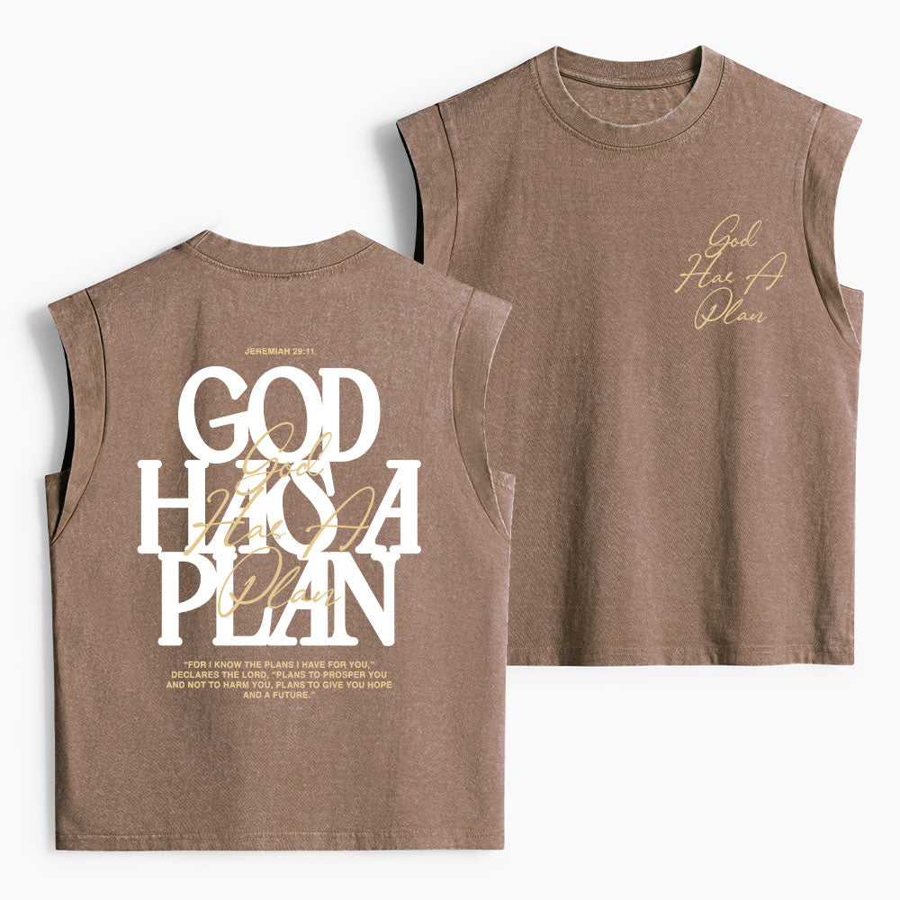 God Has A Plan Christian Women's Washed Tank Top