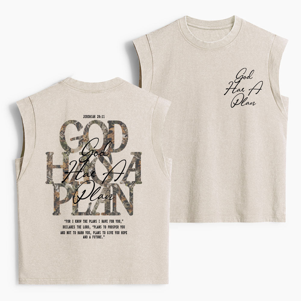 God Has A Plan Christian Women's Washed Tank Top