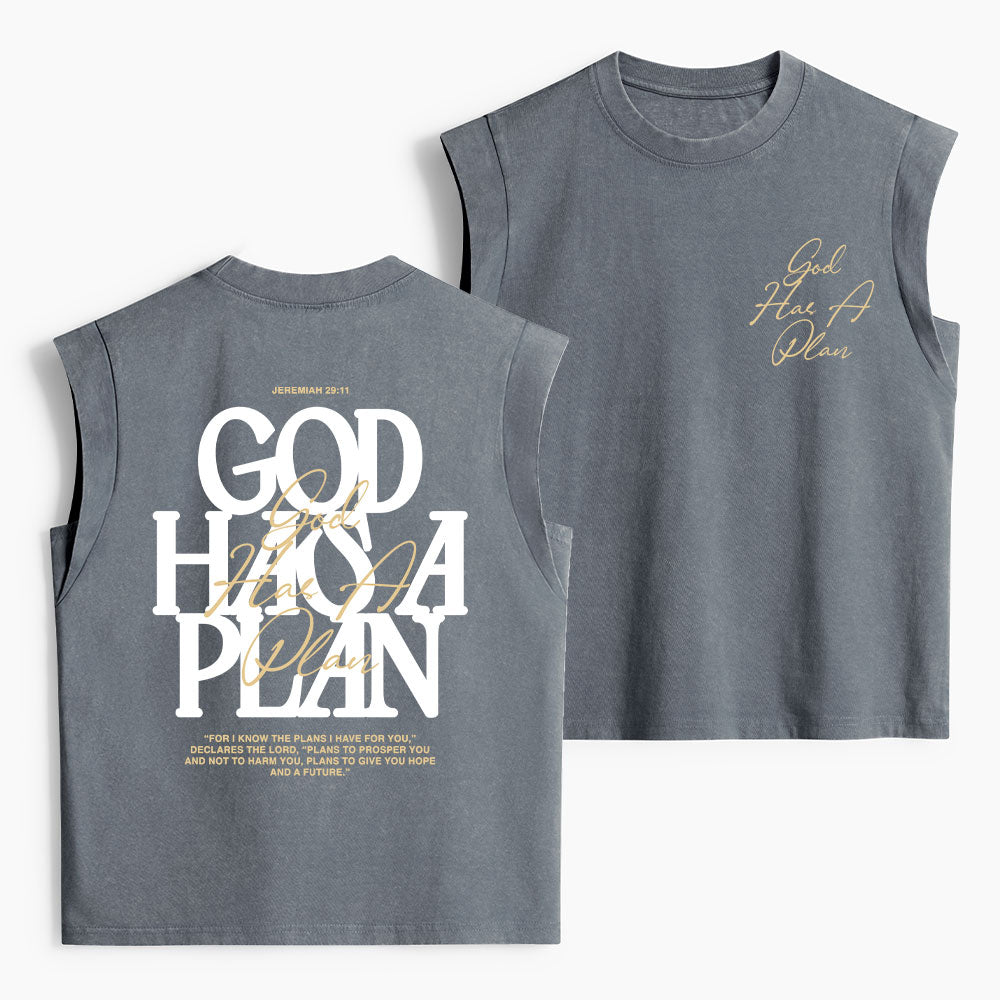 God Has A Plan Christian Women's Washed Tank Top