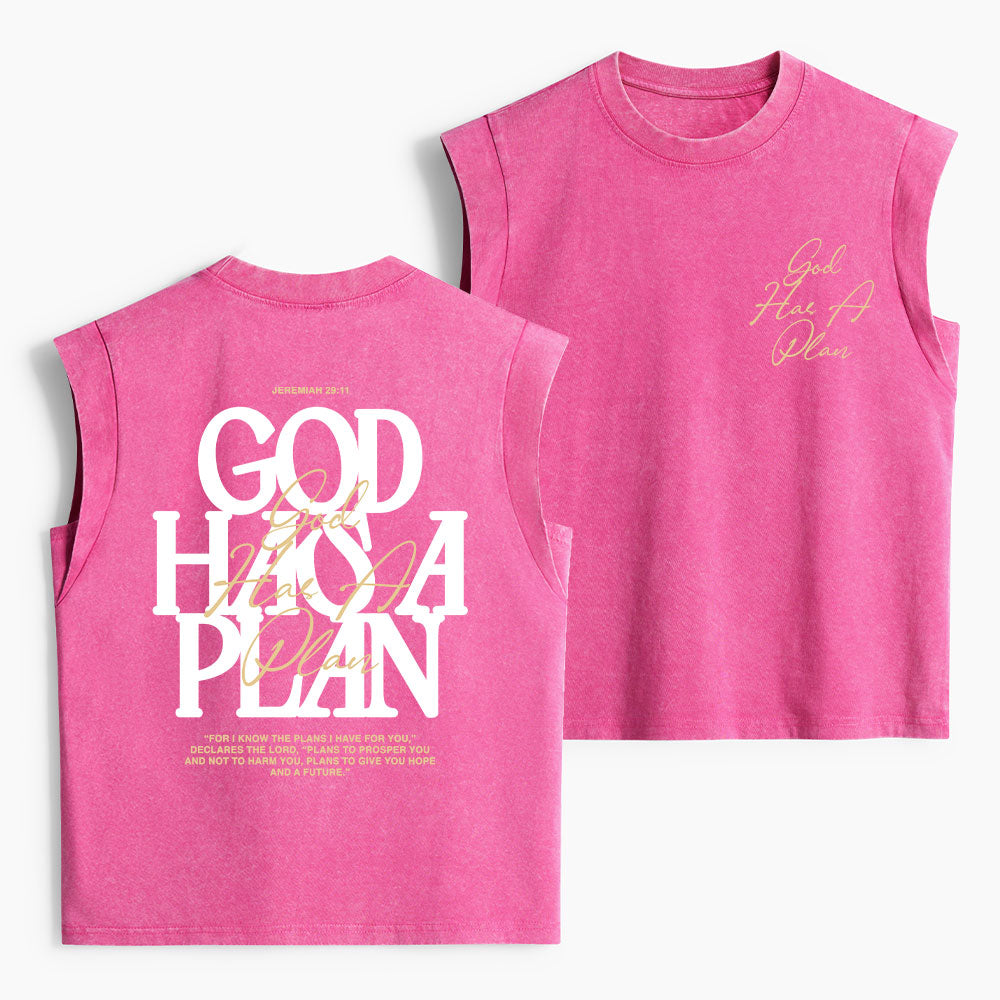 God Has A Plan Christian Women's Washed Tank Top