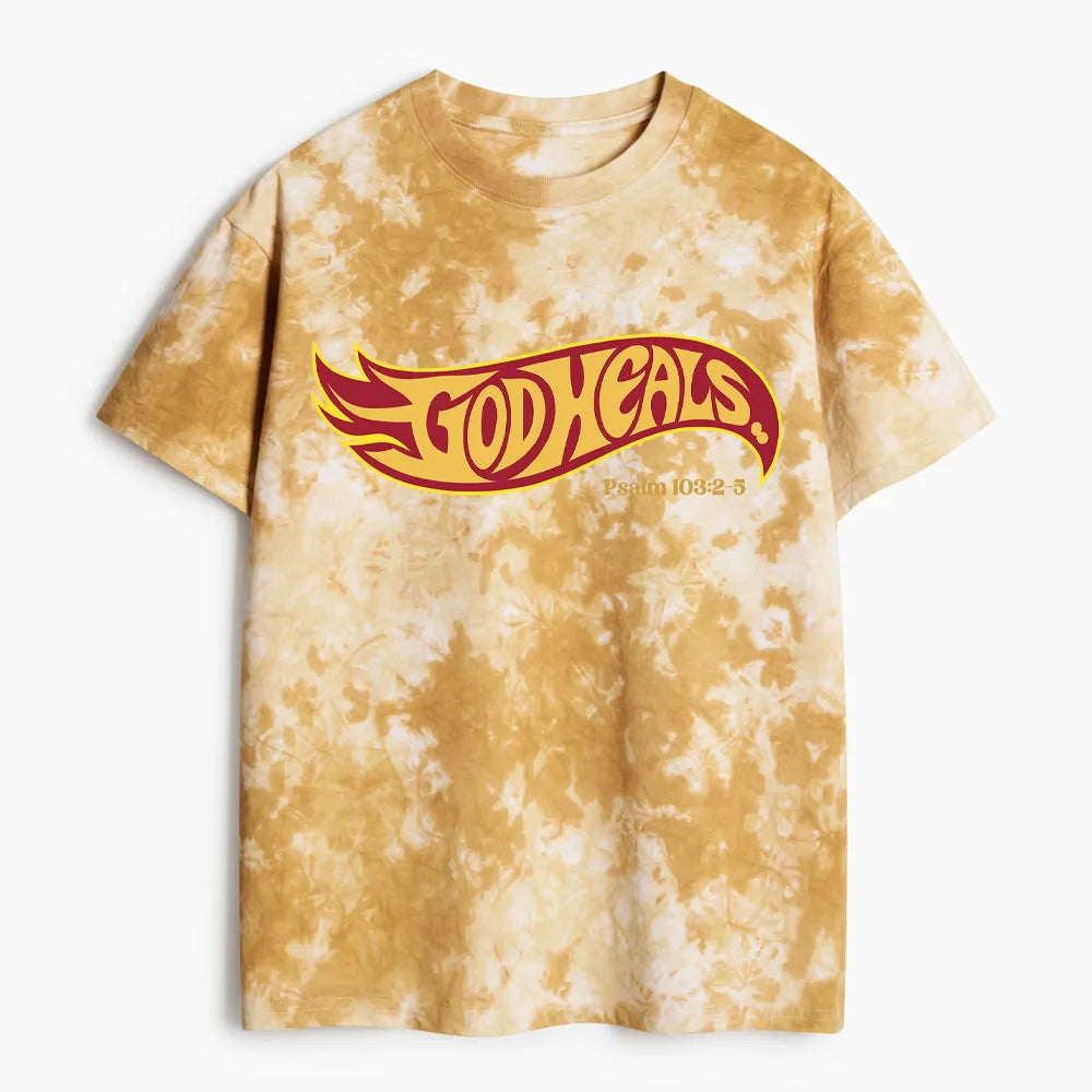 God Heals Christian Heavy Cotton Tie Dye T-Shirt