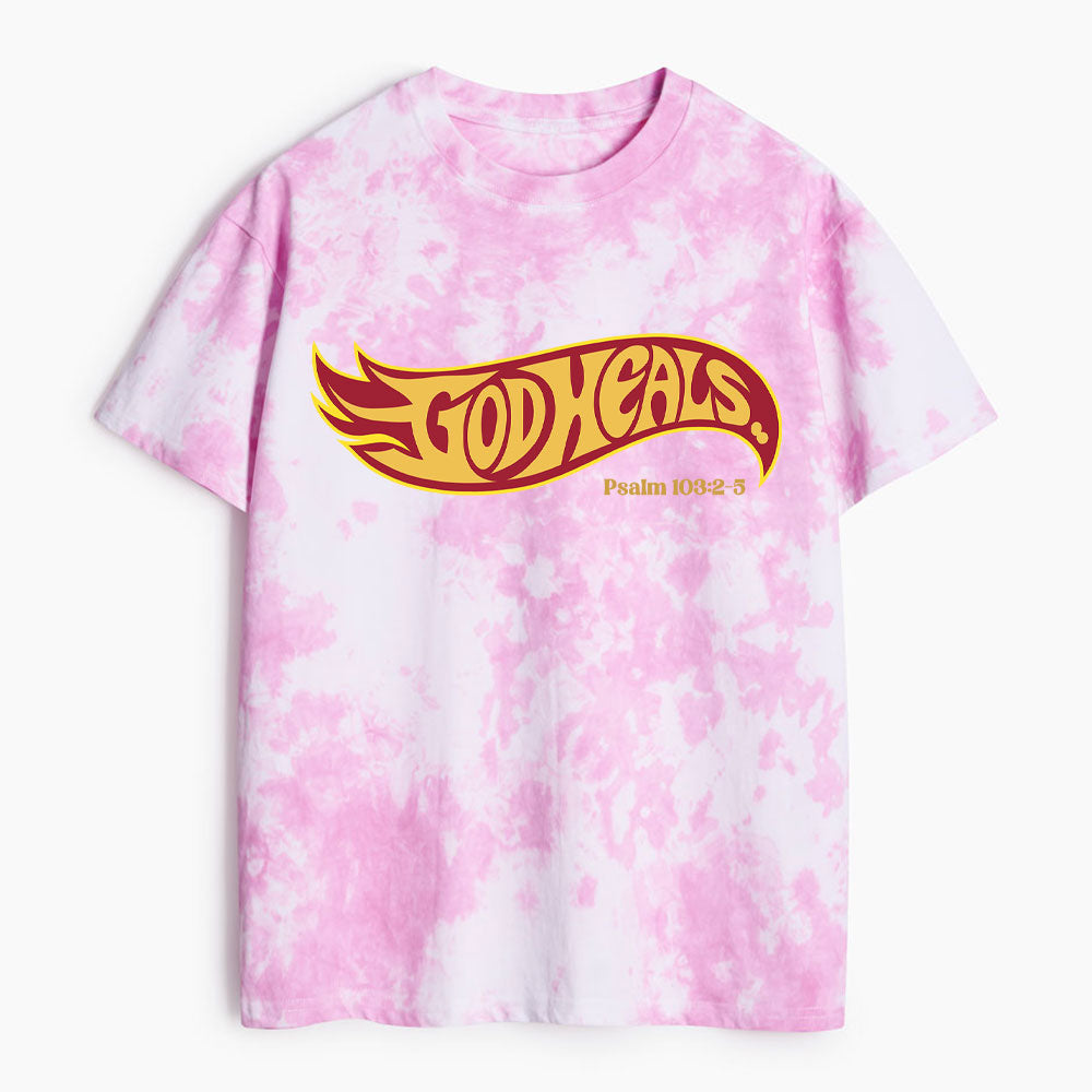 God Heals Christian Heavy Cotton Tie Dye T-Shirt