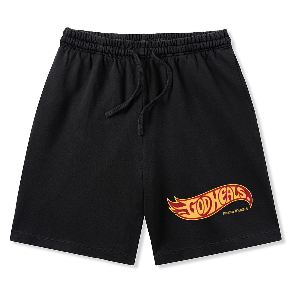 God Heals Christian Washed Shorts