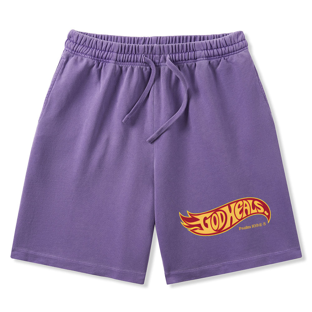 God Heals Christian Washed Shorts
