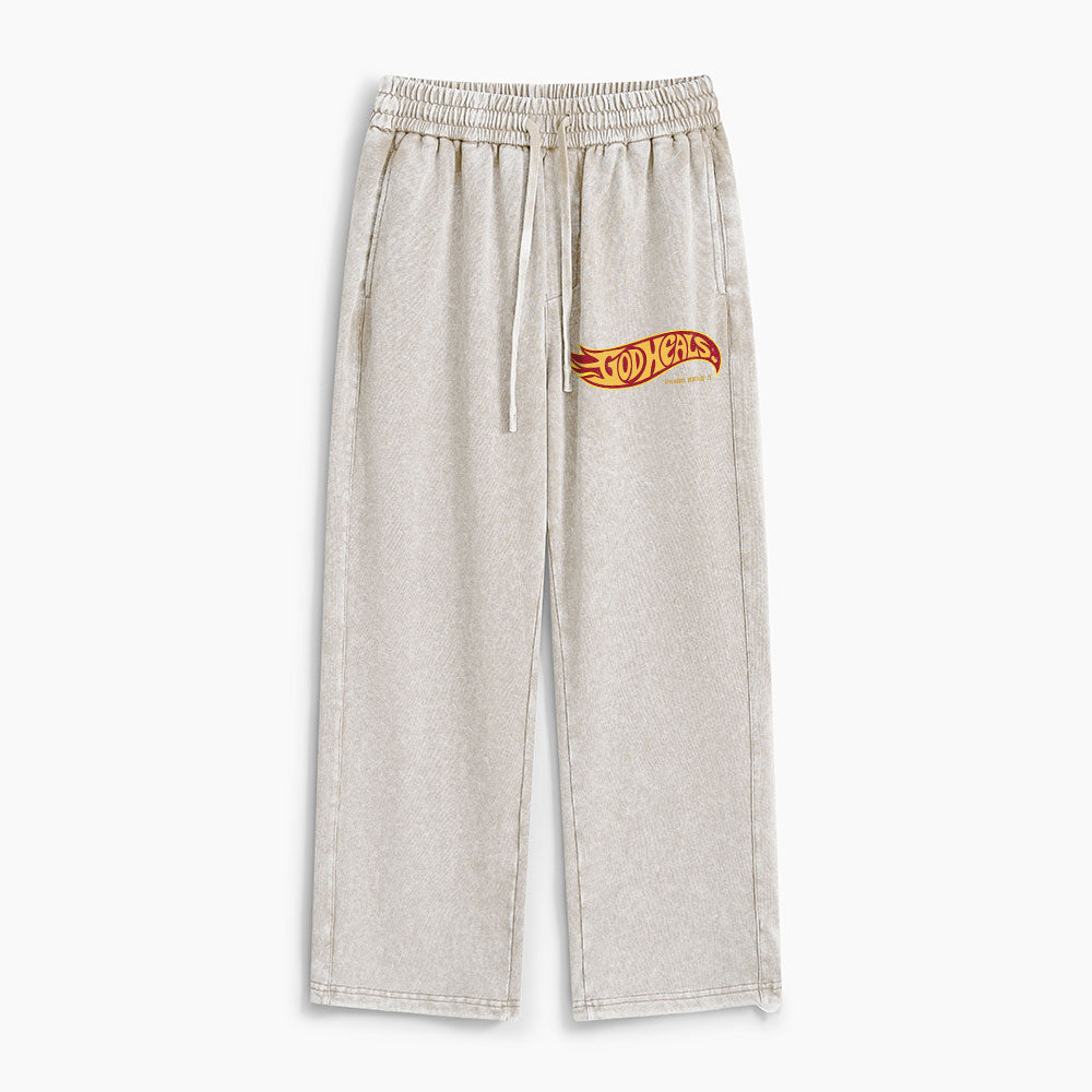 God Heals Christian Washed Sweatpants