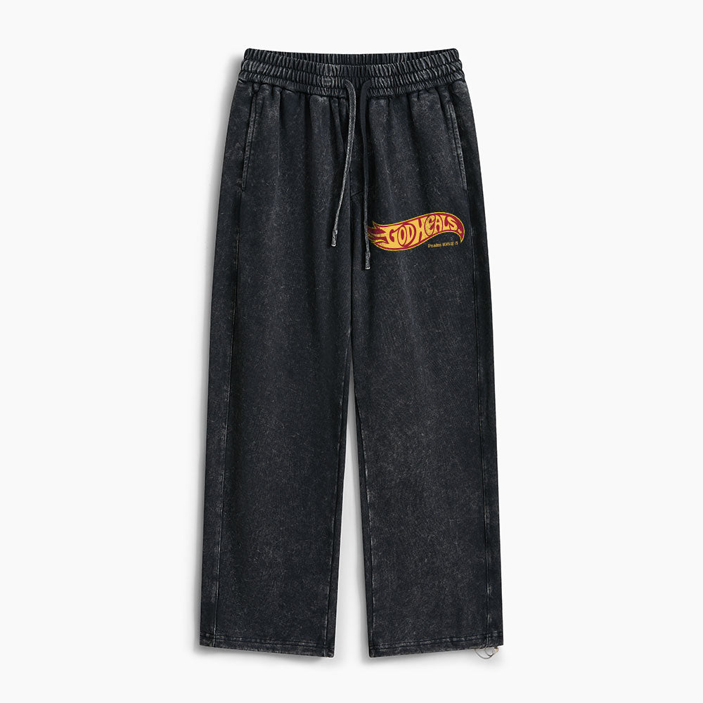 God Heals Christian Washed Sweatpants