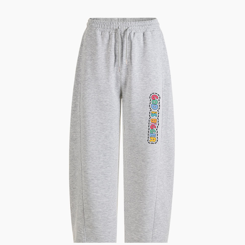 God Is Bigger than Your Fear Christian Minimalist Knit Barrel Sweatpants