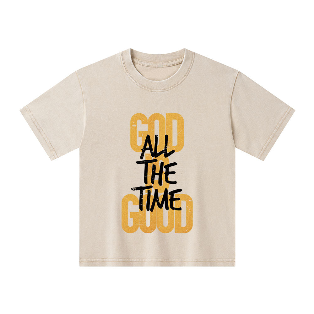 God Is Good All The Time Christian Kid Washed T-Shirt