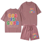 God Is Good All The Time Christian Washed T-Shirt & Shorts