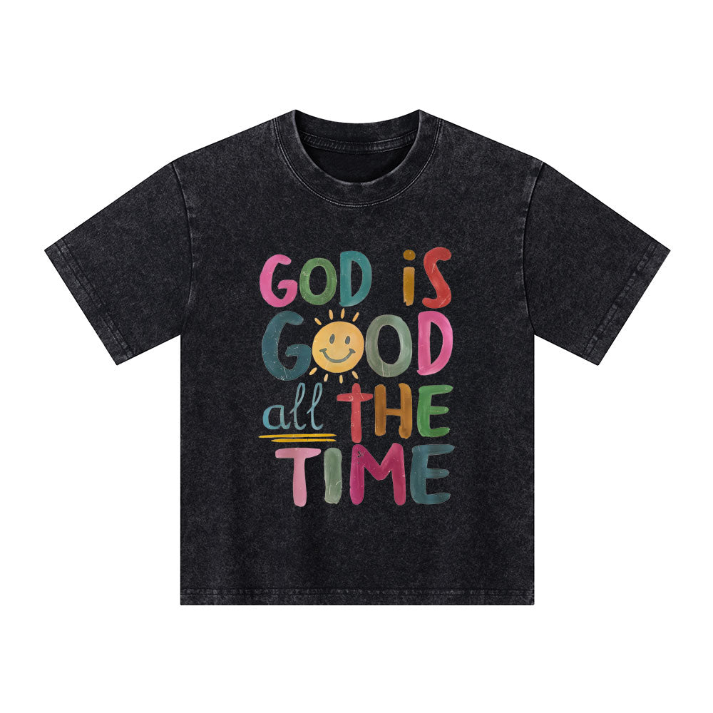 God Is Good All The Time Christian Kid Washed T-Shirt