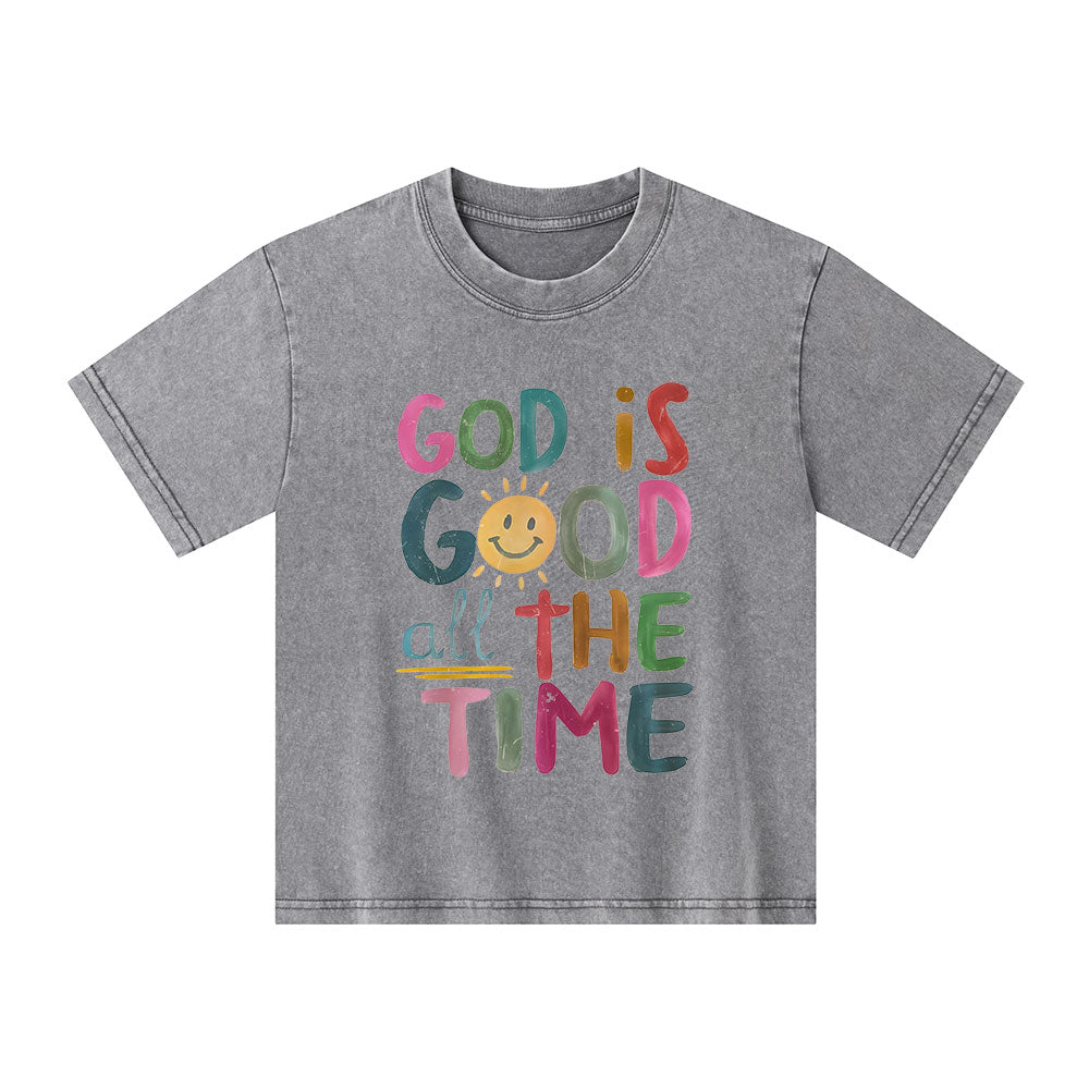God Is Good All The Time Christian Kid Washed T-Shirt