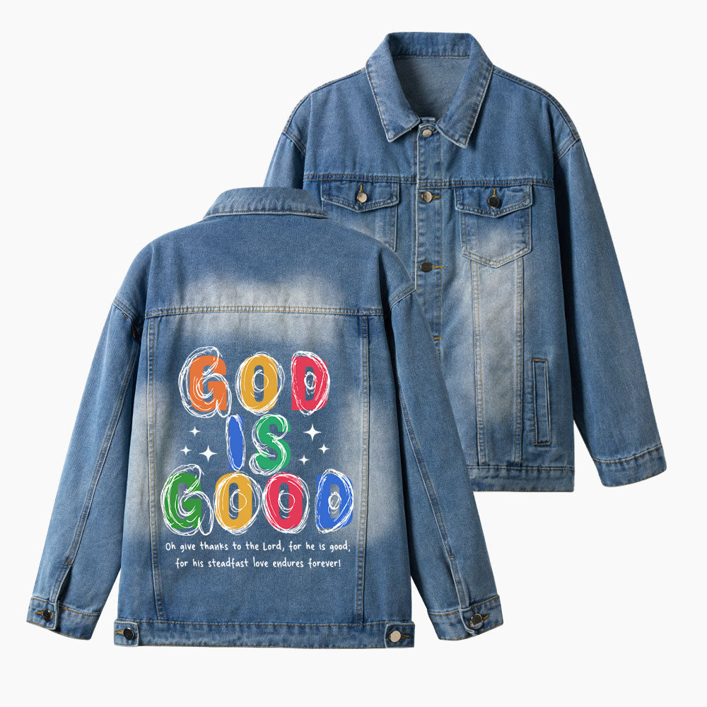 God Is Good Christian Denim Jacket