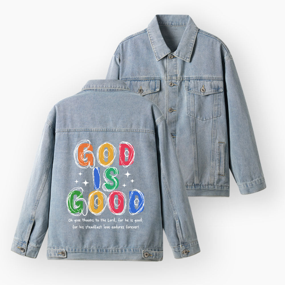 God Is Good Christian Denim Jacket