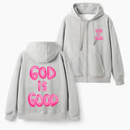 God Is Good Christian Fleece-Lined Full-Zip Hoodie