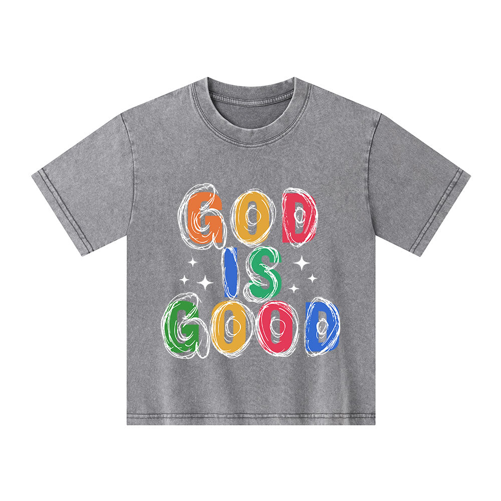 God Is Good Christian Kid Washed T-Shirt
