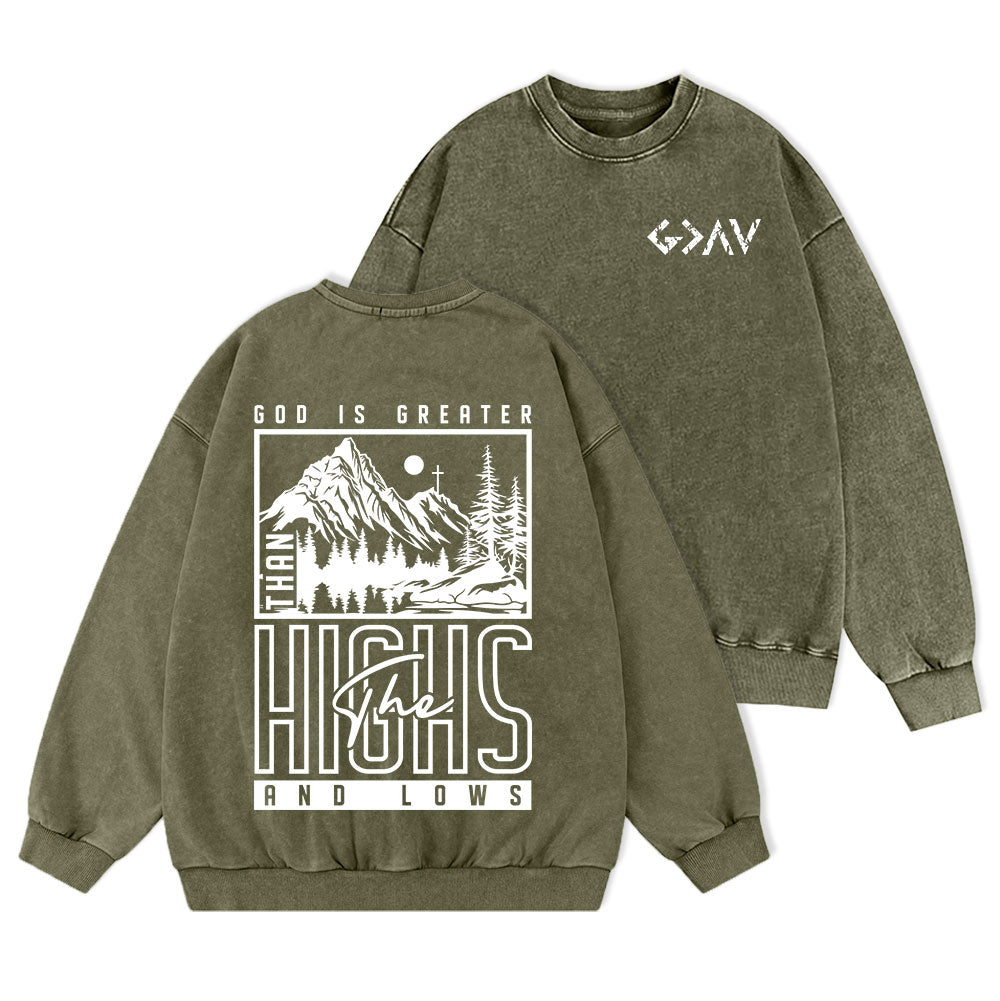 God Is Greater Christian Washed Sweatshirt