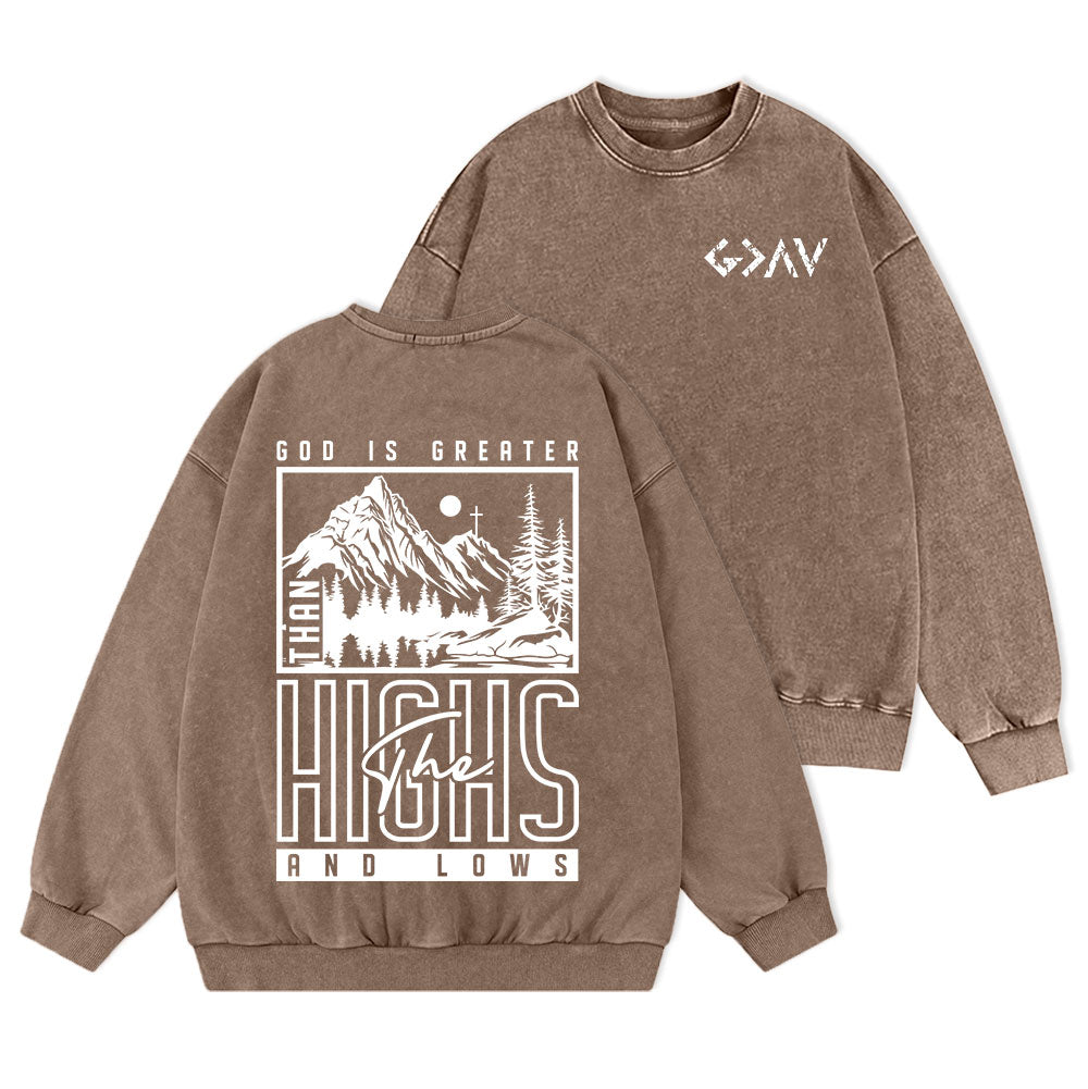 God Is Greater Christian Washed Sweatshirt