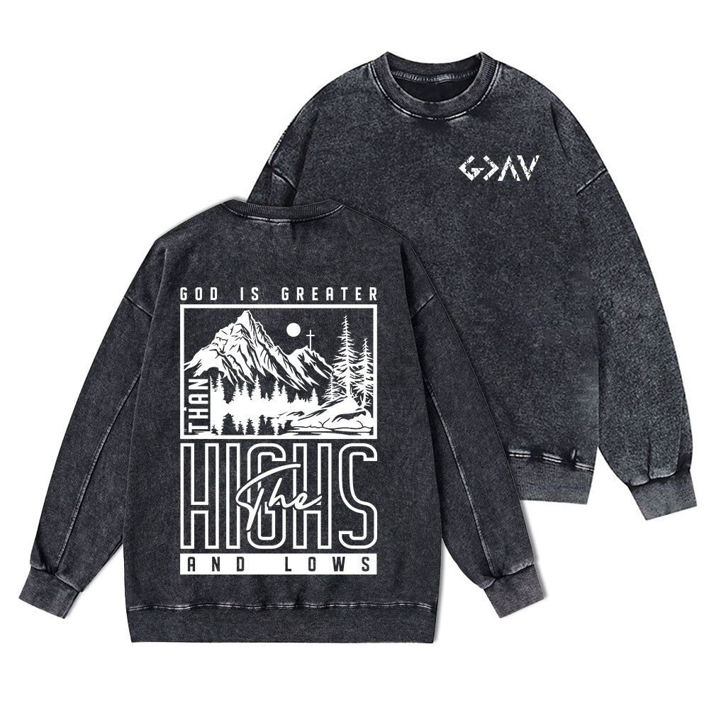 God Is Greater Christian Washed Sweatshirt