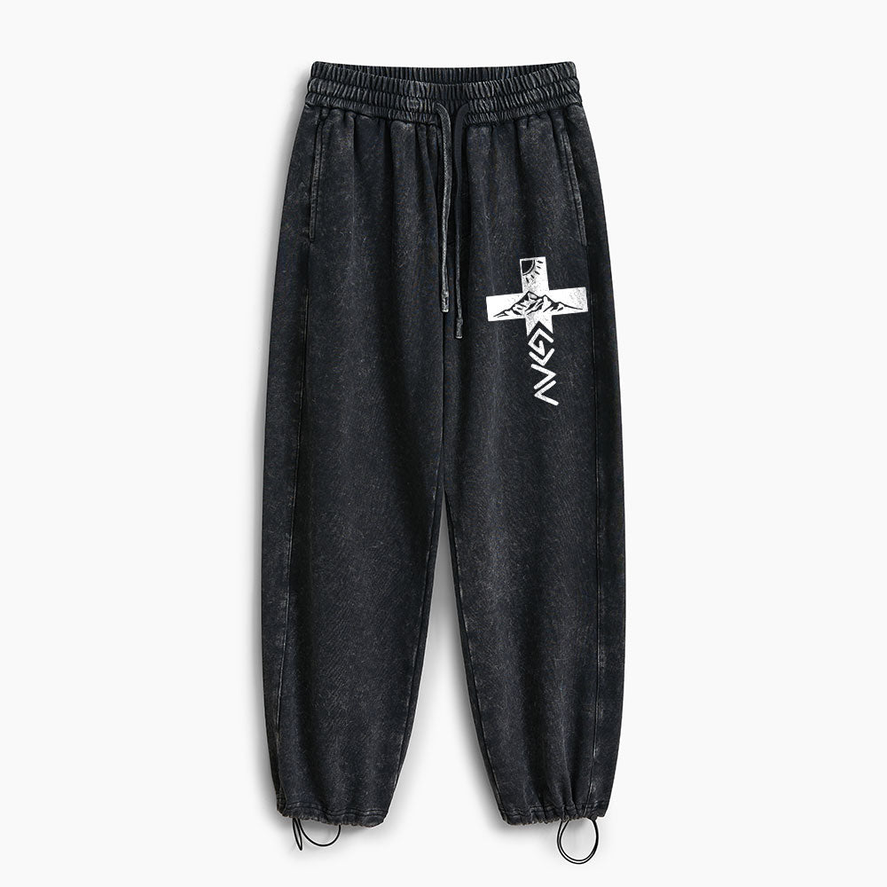 God Is Greater Than Higher And Lows Christian Washed Sweatpants
