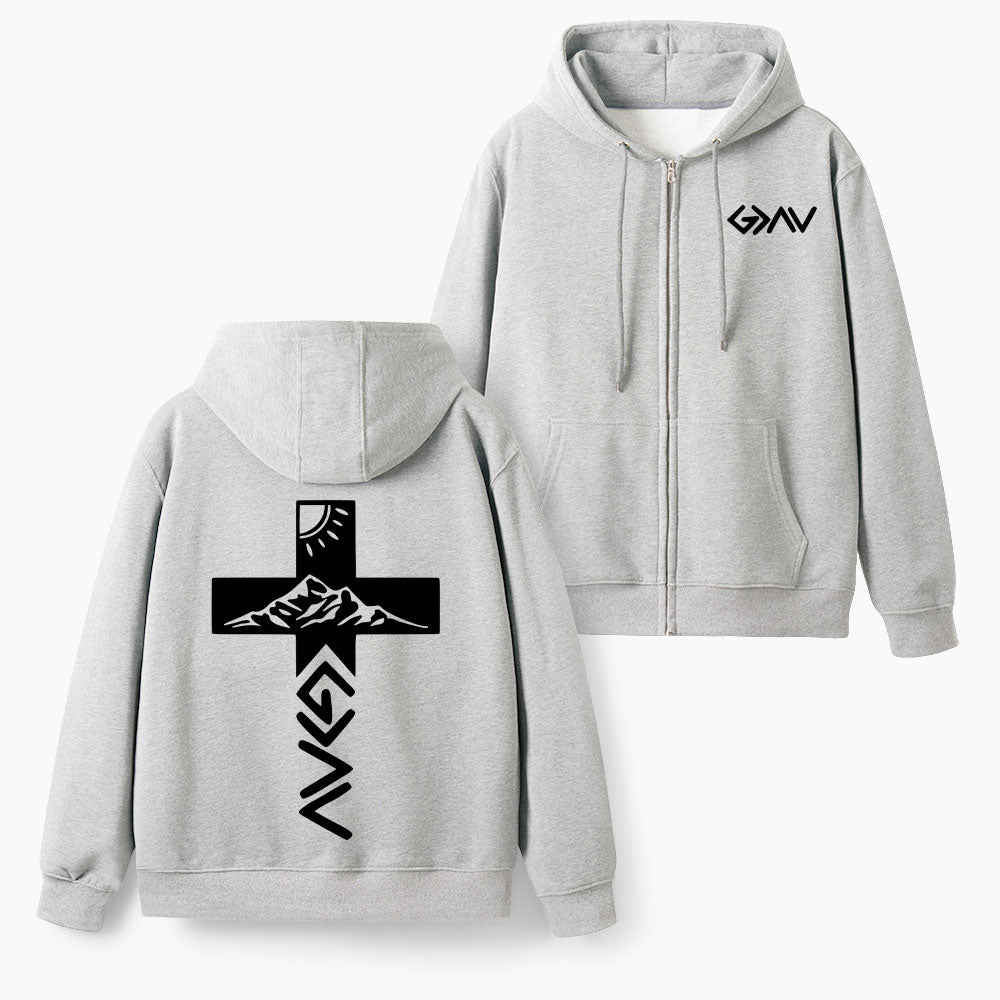 God Is Greater Than Highers And Lows Christian Fleece-Lined Full-Zip Hoodie
