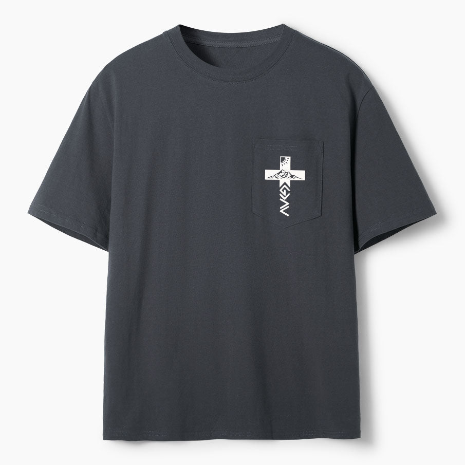 God Is Greater Than The Highs And Lows Christian Unisex Pocket T-Shirt