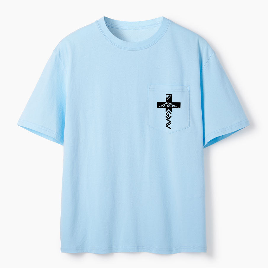 God Is Greater Than The Highs And Lows Christian Unisex Pocket T-Shirt