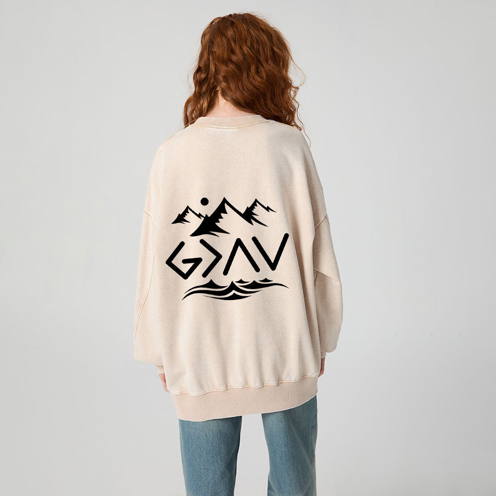 God Is Greater Than The Highs And The Lows Christian Washed Sweatshirt