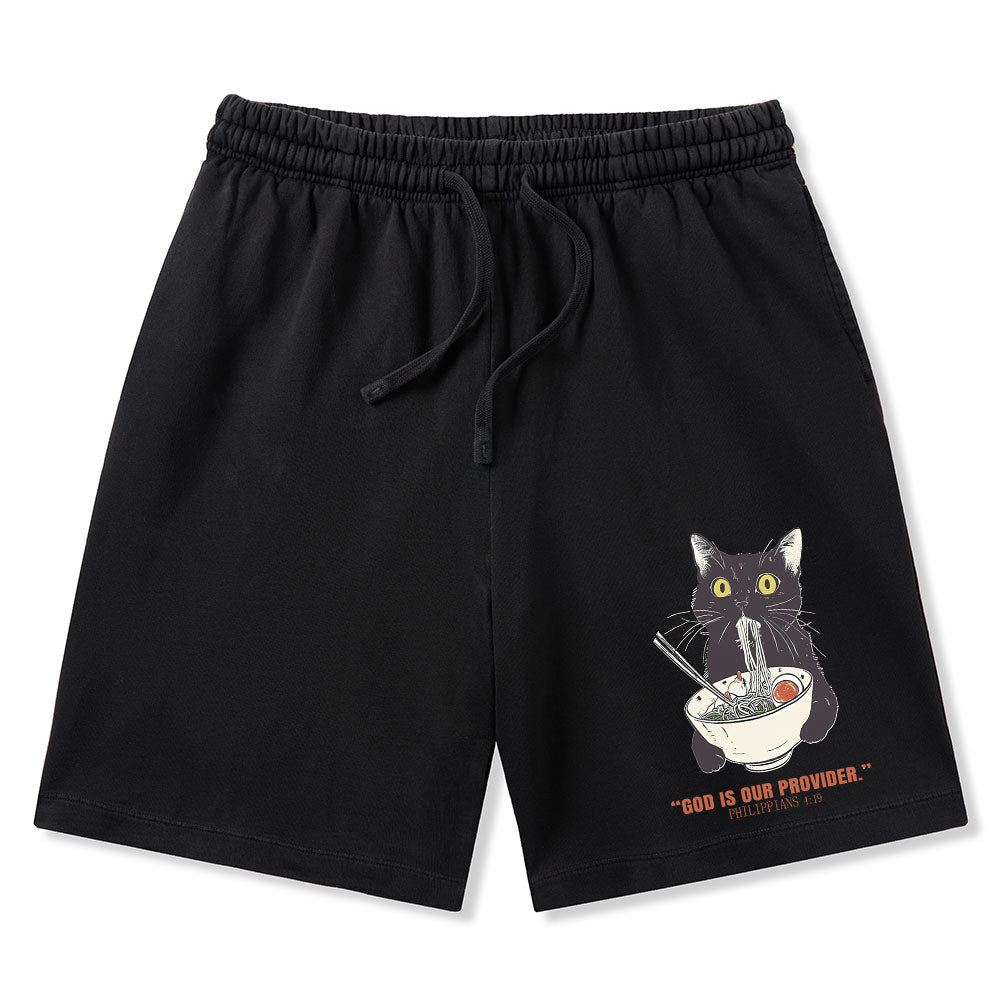 God Is Provider Christian Washed Shorts