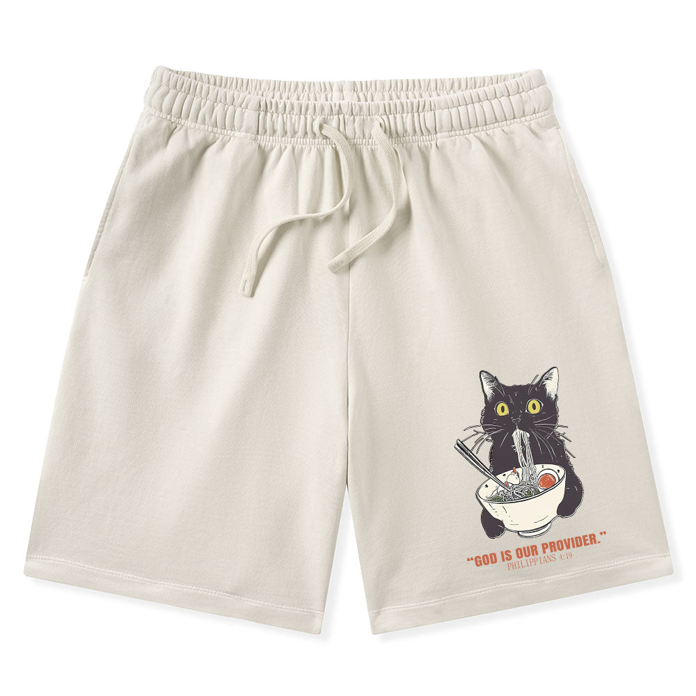 God Is Provider Christian Washed Shorts