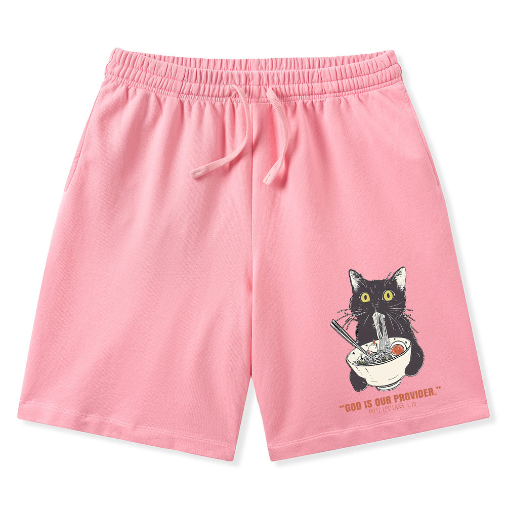 God Is Provider Christian Washed Shorts