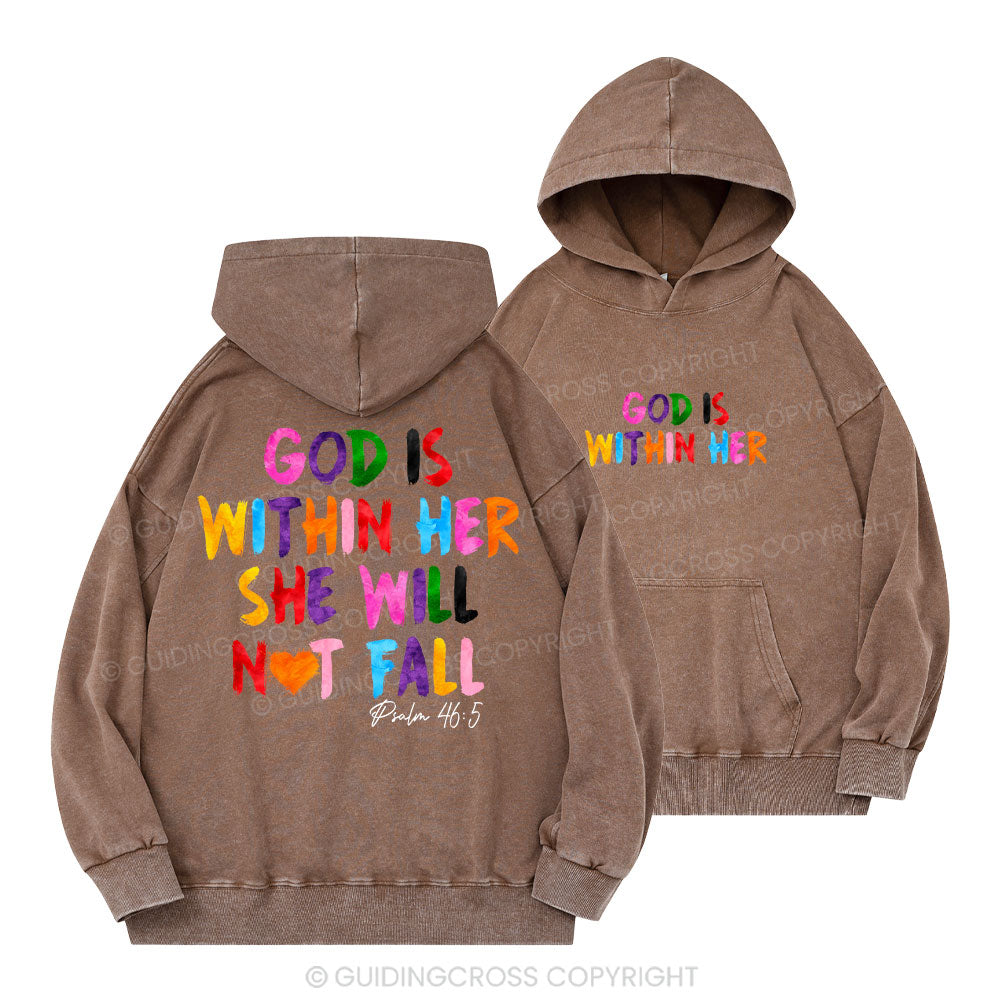 God Is Within Her Christian Washed Hoodie