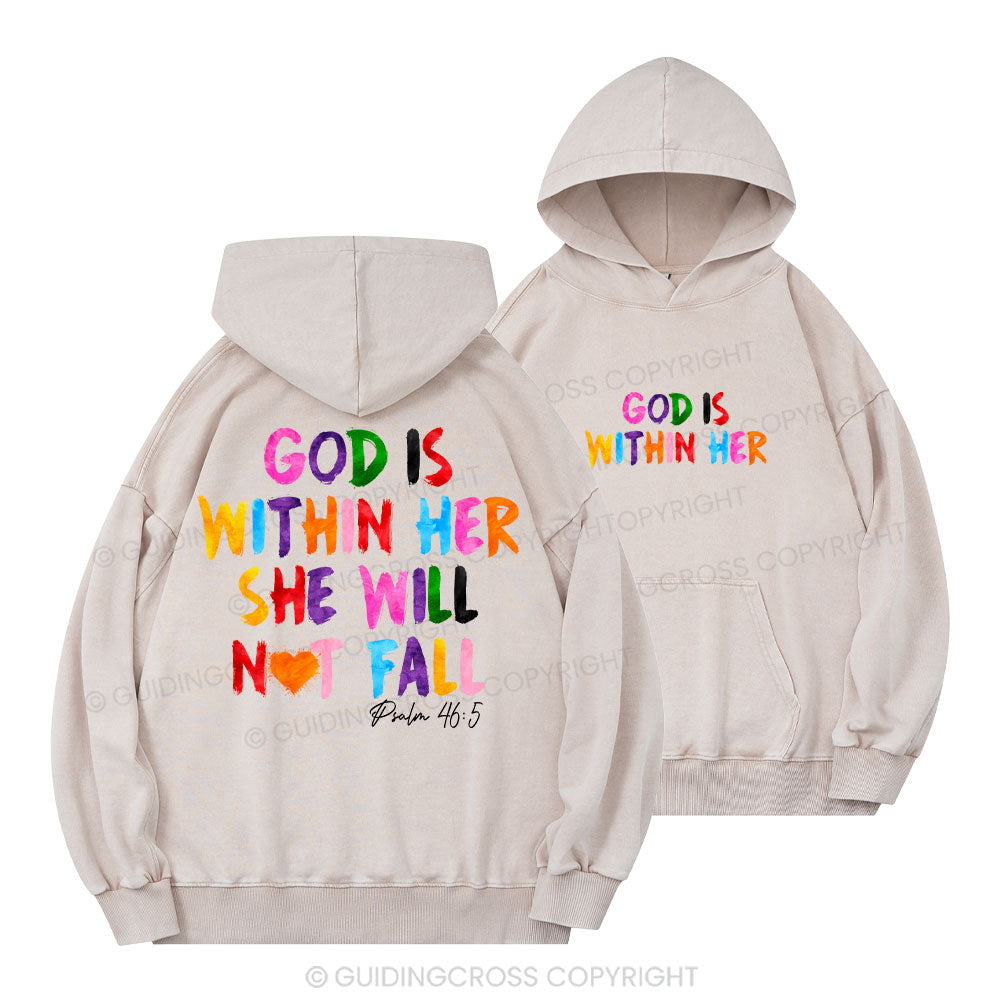 God Is Within Her Christian Washed Hoodie