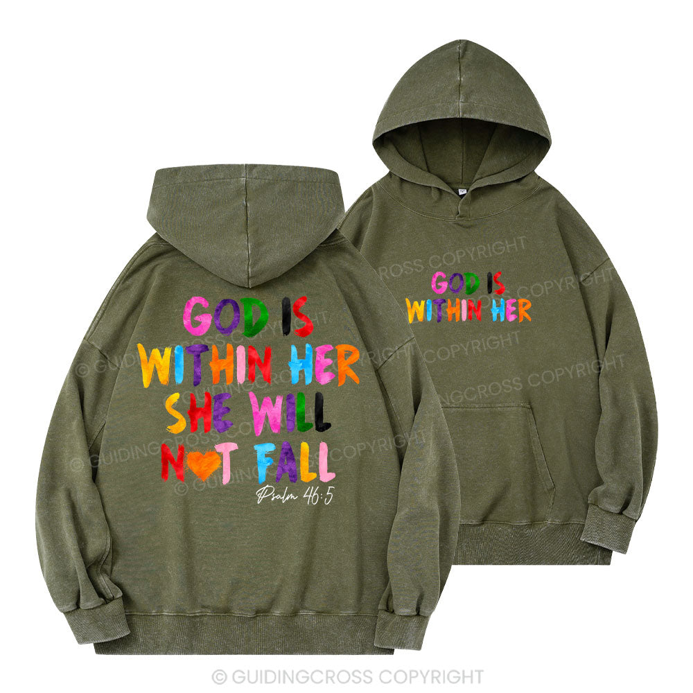 God Is Within Her Christian Washed Hoodie