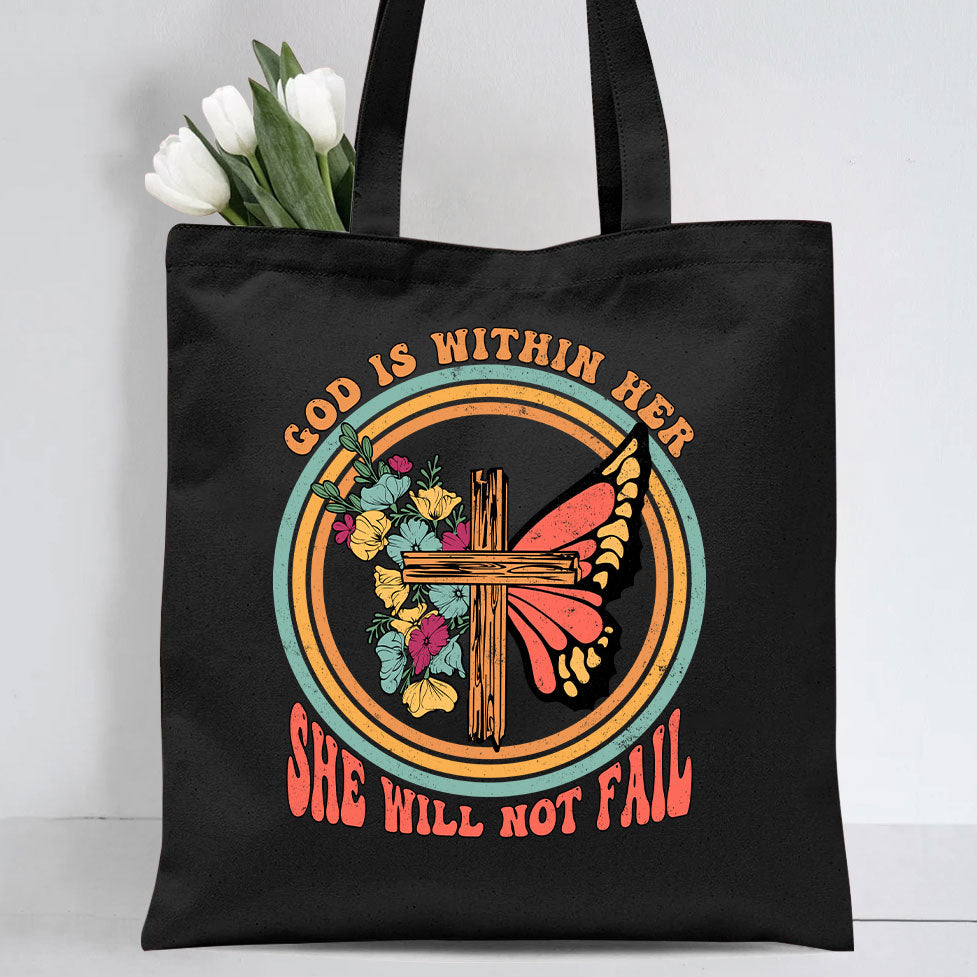 God Is Within Her She Will Not  Fail Christian Canvas Tote Bag