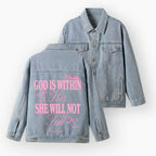 God Is Within Her She Will Not Fall Christian Denim Jacket