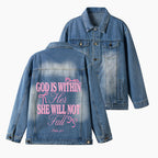 God Is Within Her She Will Not Fall Christian Denim Jacket