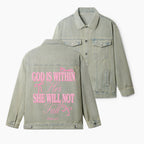God Is Within Her She Will Not Fall Christian Denim Jacket