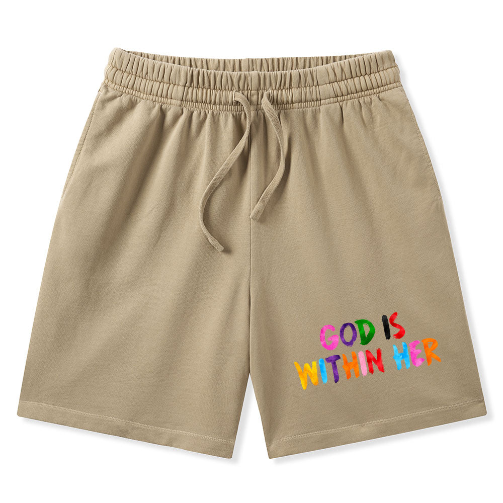 God Is Within Her She Will Not Fall Christian Washed Shorts