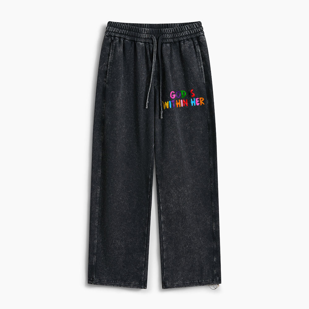 God Is Within Her She Will Not Fall Christian Washed Sweatpants