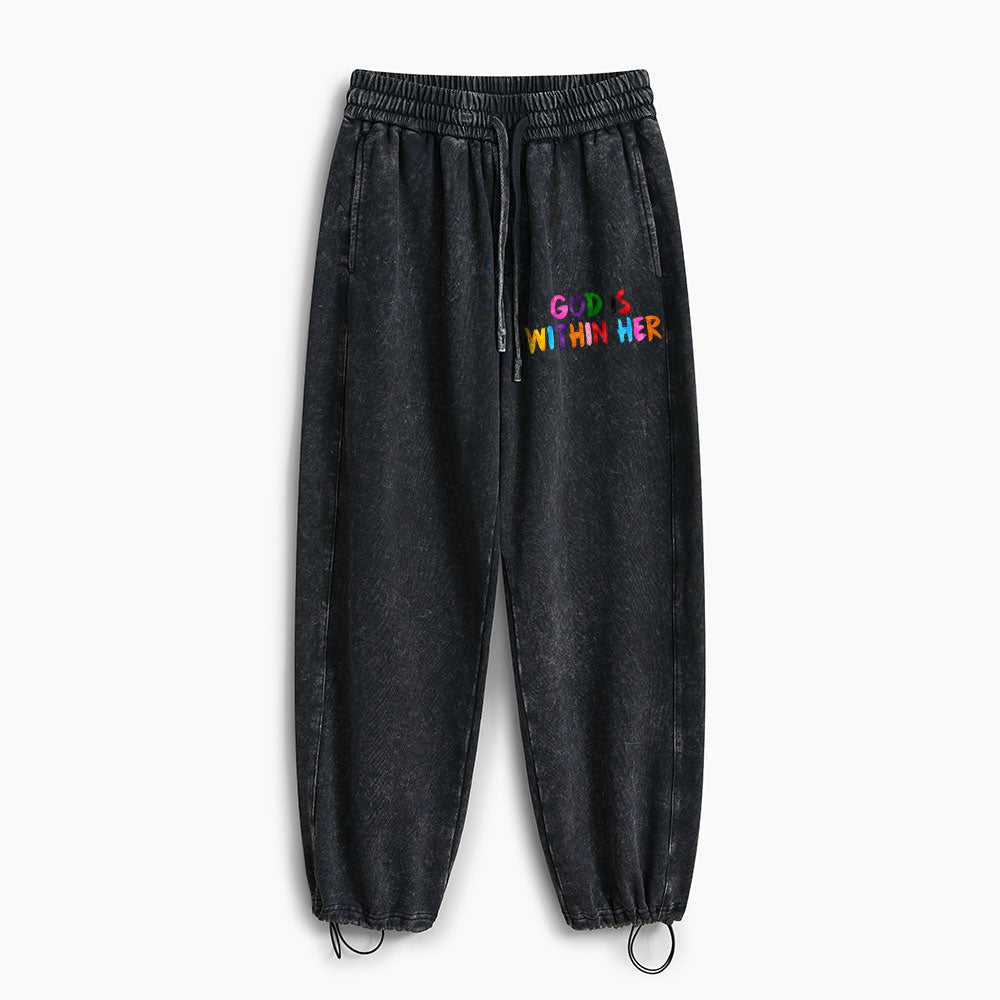 God Is Within Her She Will Not Fall Christian Washed Sweatpants